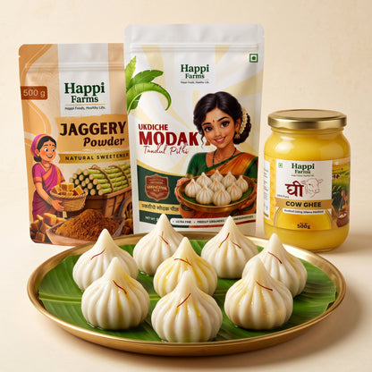 Ukdiche Modak Combo | Modak Pithi + Jaggery Powder + Cow Ghee each 500gm