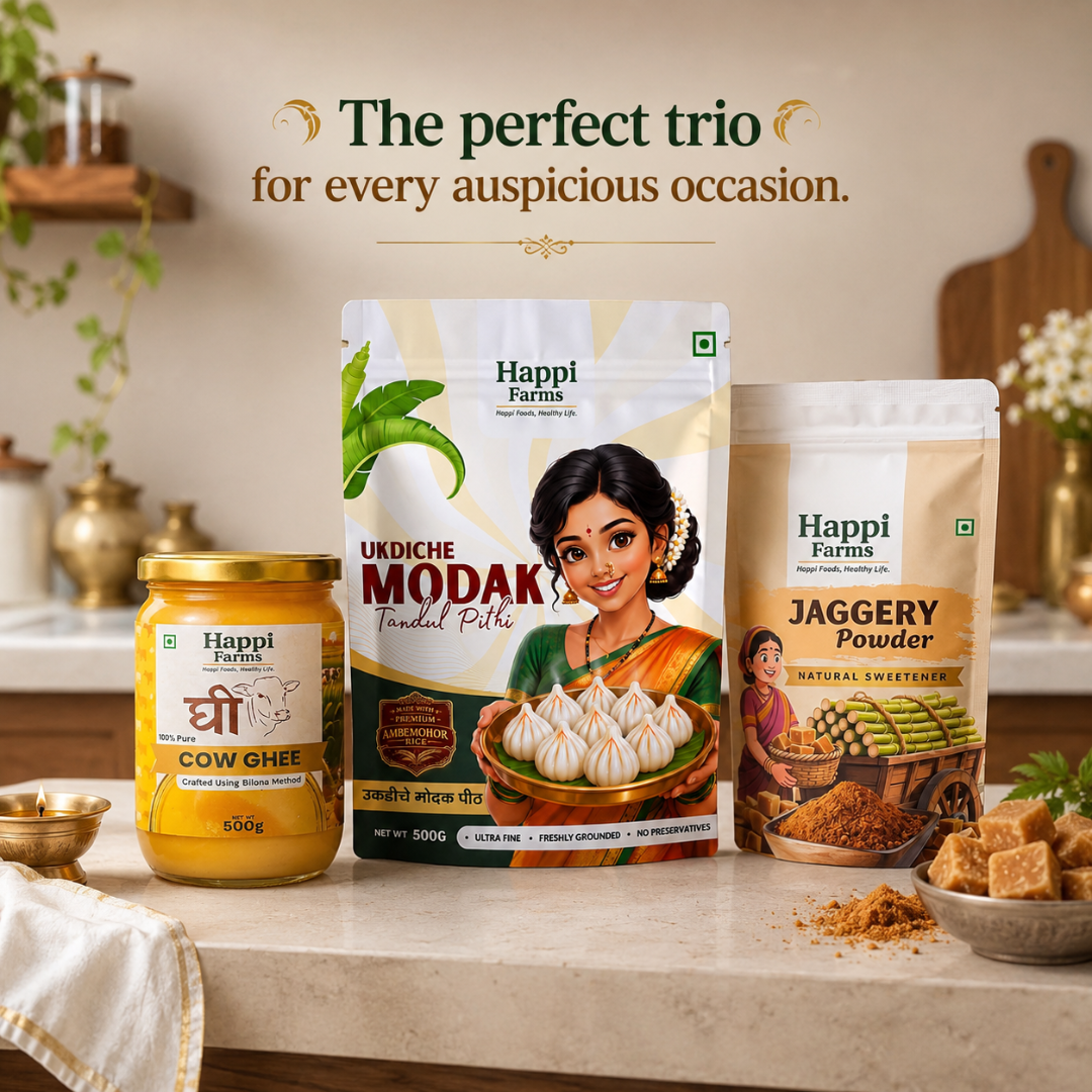 Modak Combo | Modak Pithi + Jaggery Powder + Cow Ghee each 500gm