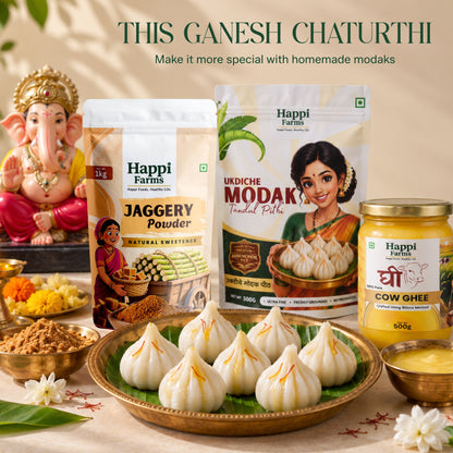 Ukdiche Modak Combo | Modak Pithi + Jaggery Powder + Cow Ghee each 500gm