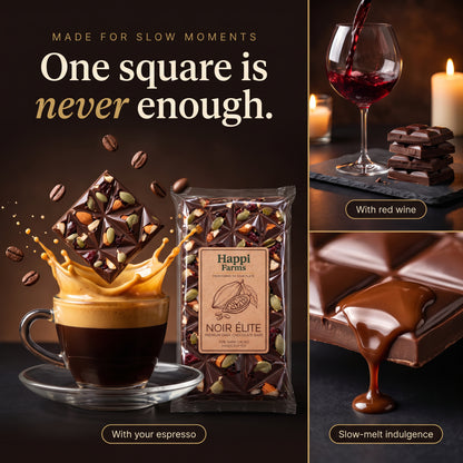 Noir Élite dark chocolate paired with espresso and red wine