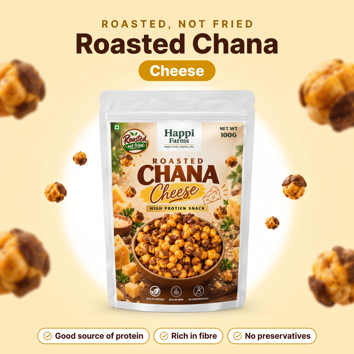 Happi Farms Roasted Chana Cheese 100g pack