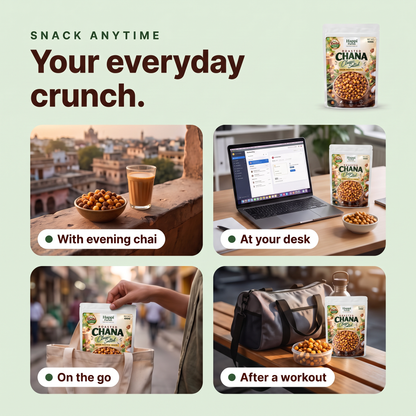 Roasted Chana Classic Salted with chai, at the desk, on the go and after a workout