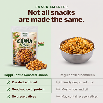 Roasted Chana Classic Salted compared with regular fried namkeen