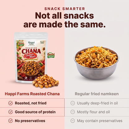 Roasted Chana Chatpata Masala compared with regular fried namkeen